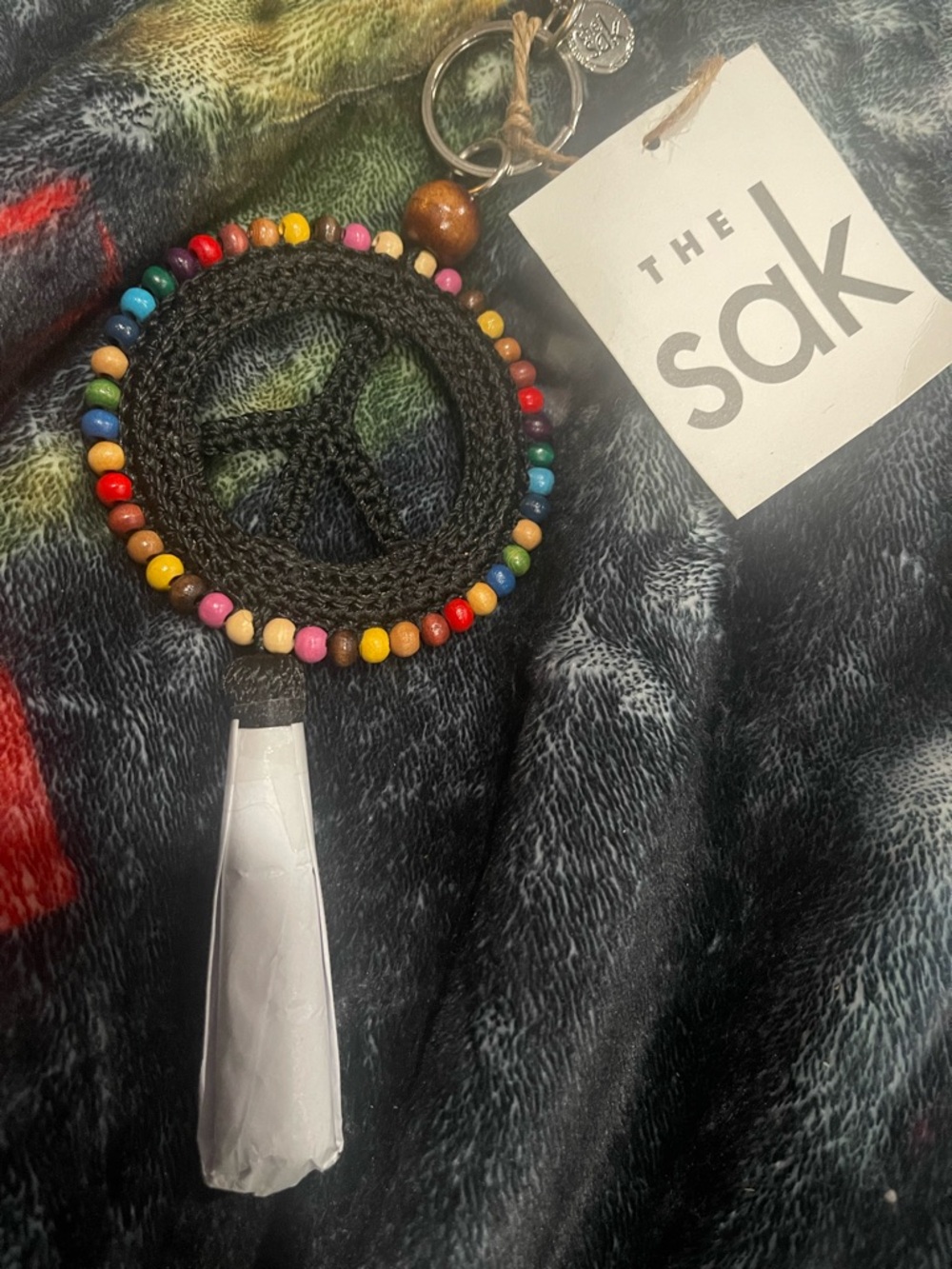 The Sak Peace Sign Beaded Key Charm - Multicolor